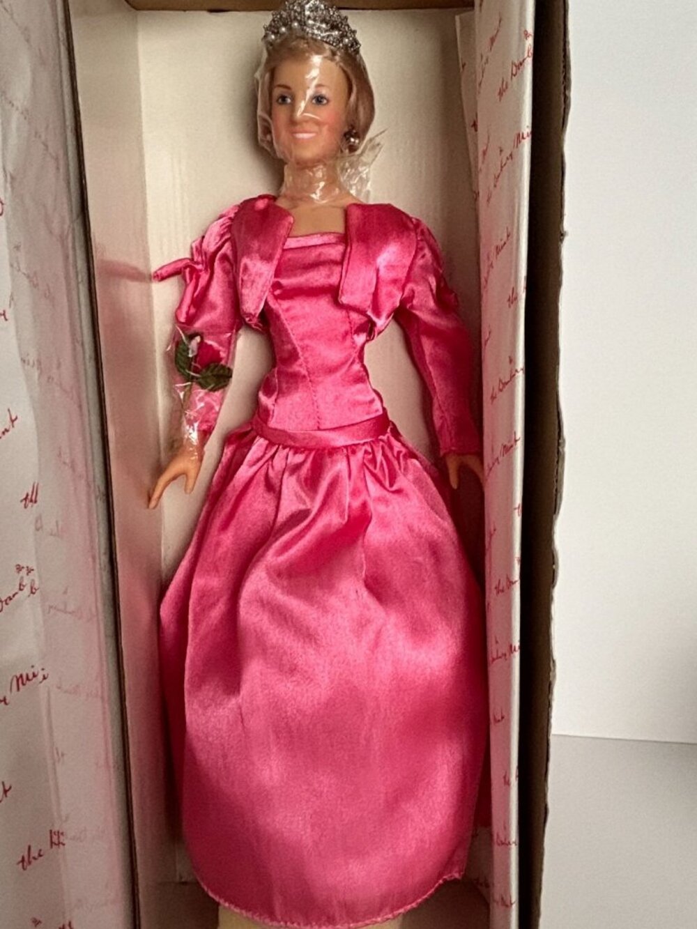 Danbury Mint Princess Diana Doll Royal Wardrobe Collection Tiara Pink Gown Dress